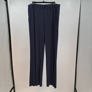 Eloquii Pants Plus 16 Elastic Waistband Pull On Metallic Knit High Waist‎ Navy